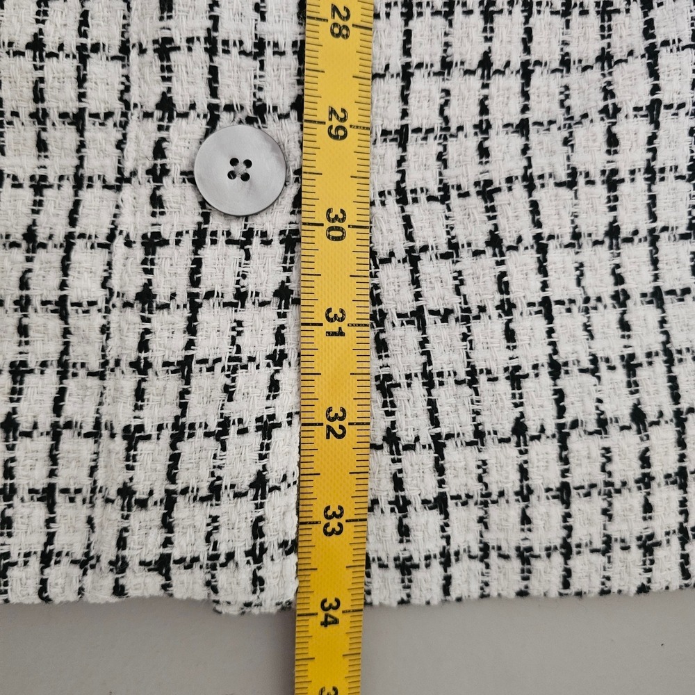 J.Crew Tweed Shift Dress 4 White Black Button Front Plaid Office Mod Preppy Twee - Picture 7 of 8